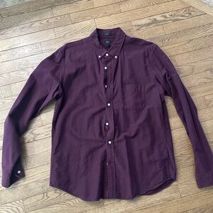 J. Crew Men's Burgundy Oxford Button-Down Shirt